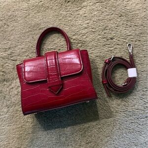 ZARA Mini Red Crocodile Handbag